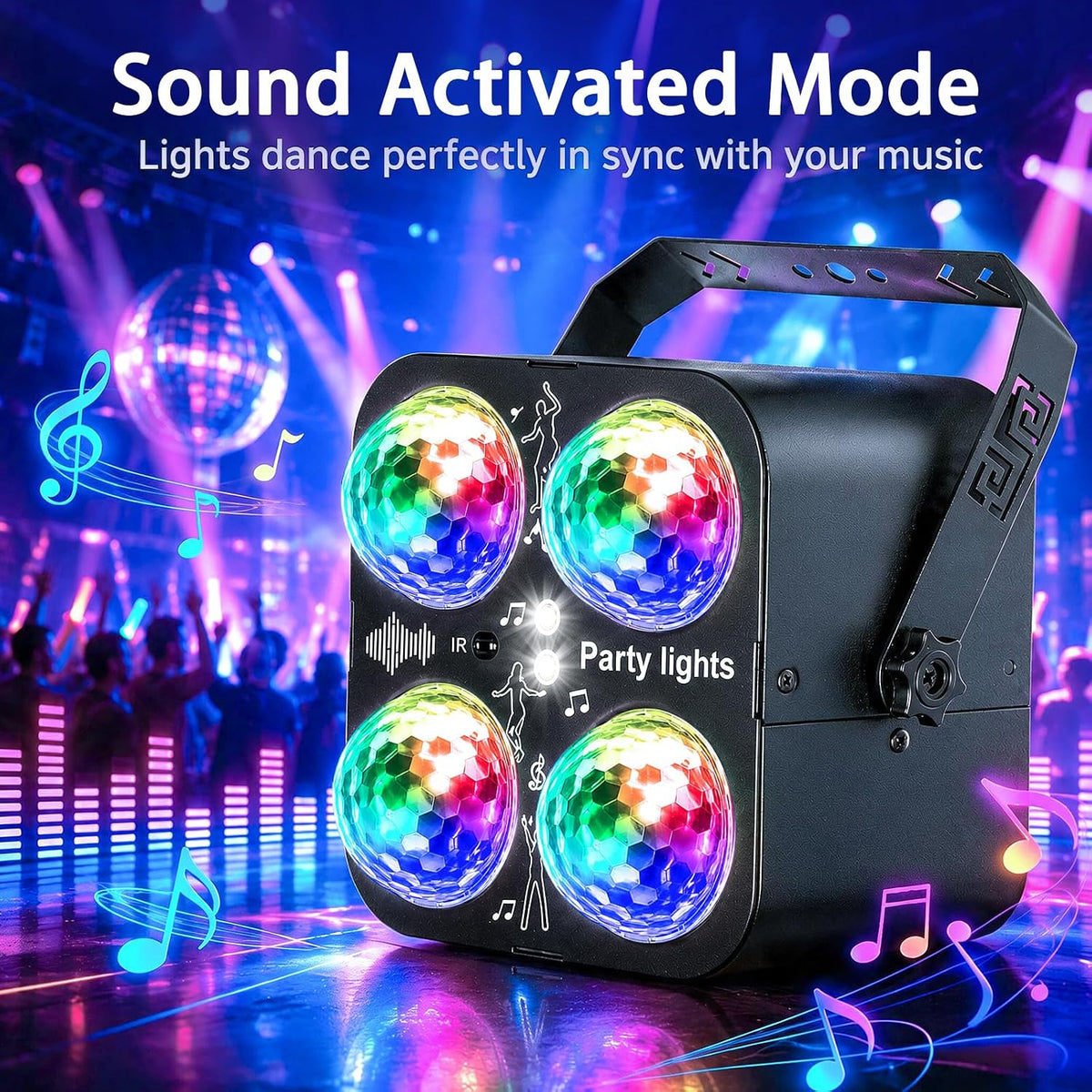 Disco Ball Party Lights, 4 Disco Balls Lights Sound Activated for Parties