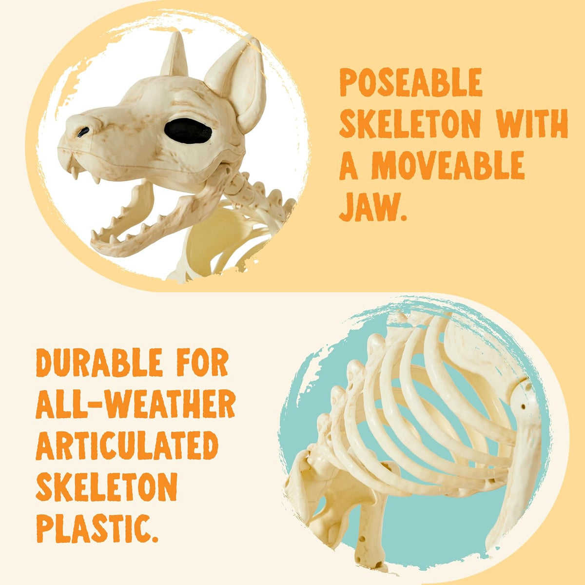 JOYIN 34” Halloween German Shepherd Skeleton, Life Size Plastic Dog Skeleton ...