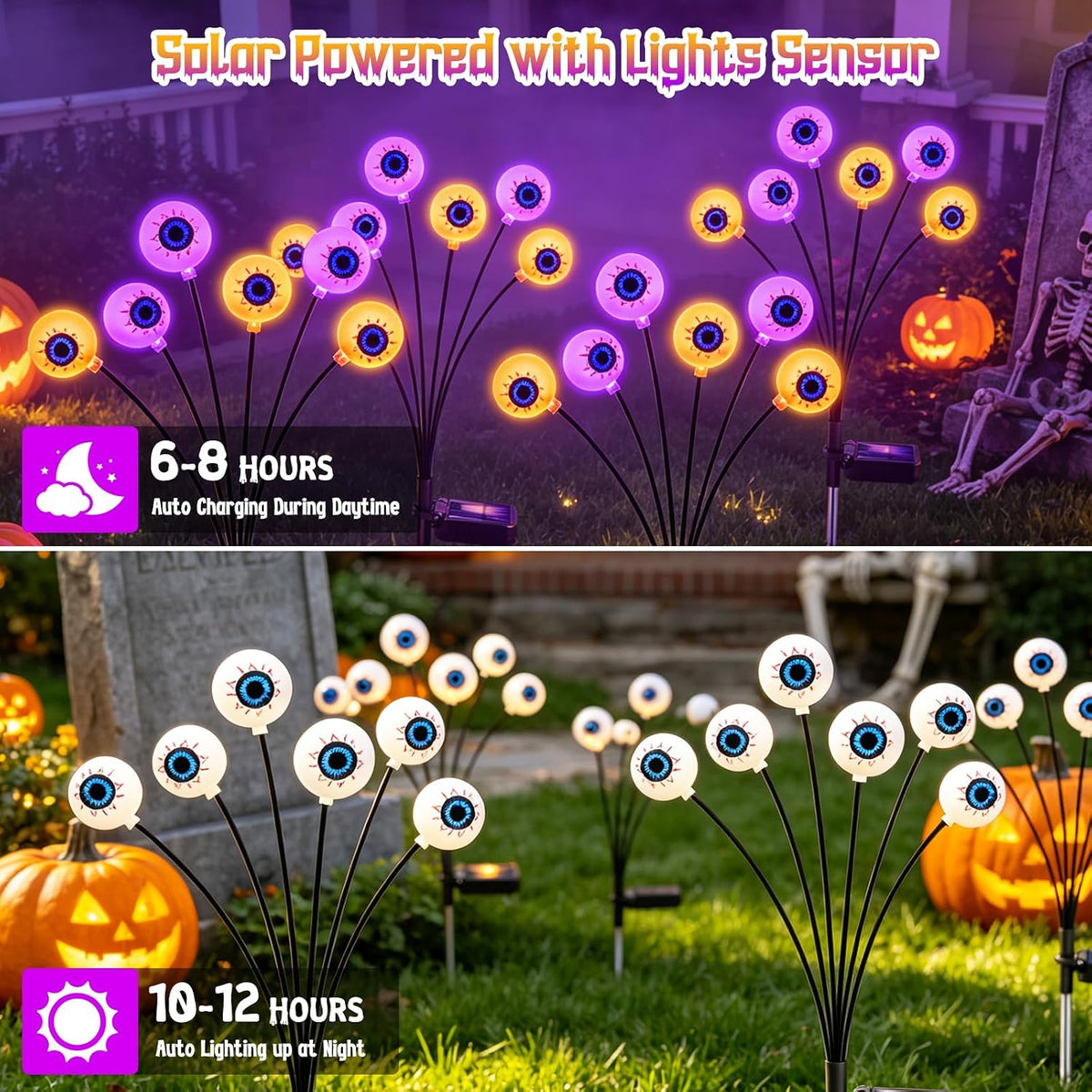Halloween Decorations Outdoor, Scary Eyeballs Solar Garden Light, 4 Pack
