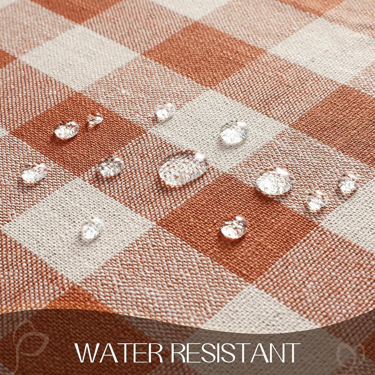 Romanstile Fall Gingham Tassel 70 Inch Round Tablecloth, Orange