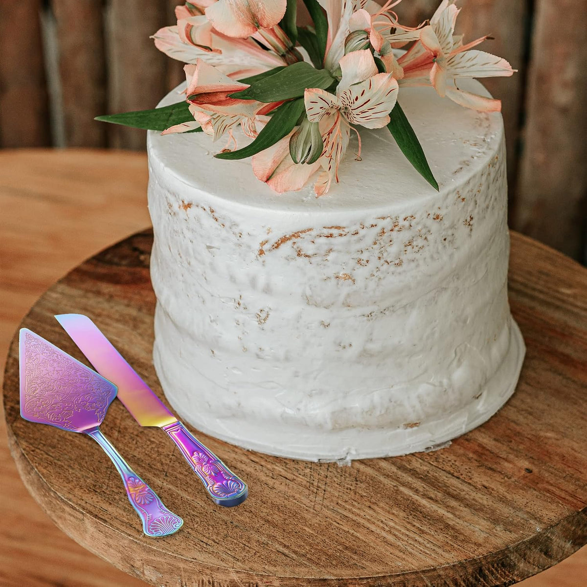Orblue Wedding Cake Knife and Server Set - Premium, Beautifully Engraved Cutt...