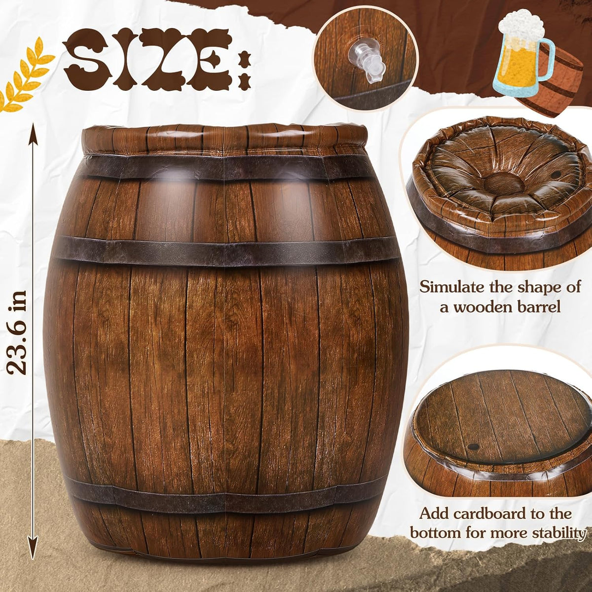 Civaner 2 Pcs Western Cowboy Party Decoration, PVC Inflatable Pirate Barrels ...