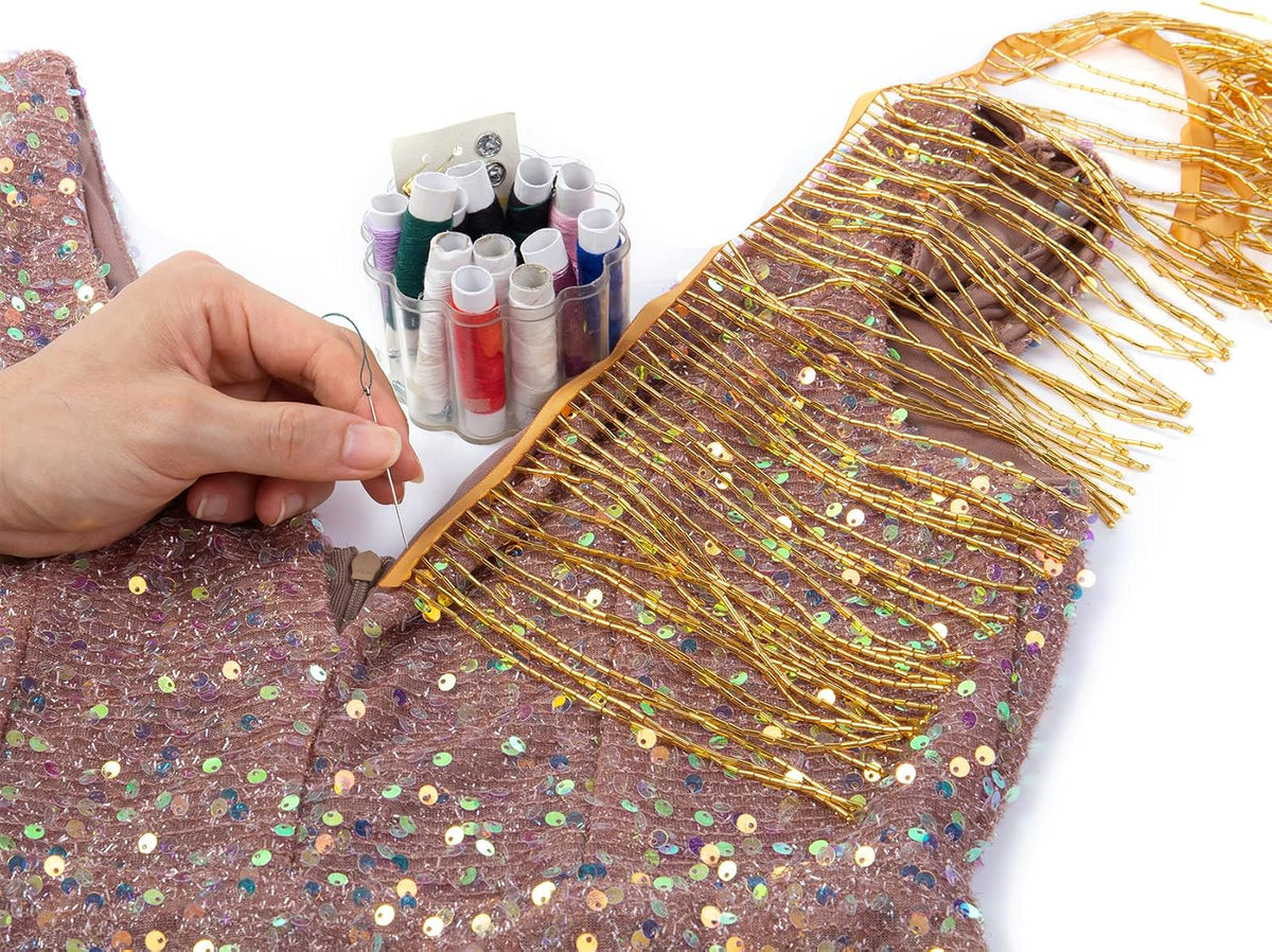 Beaded Fringe Trim,Ribbon Tassel Fringe Trim 6 Inch Wide 2 Yards Long for Cra...