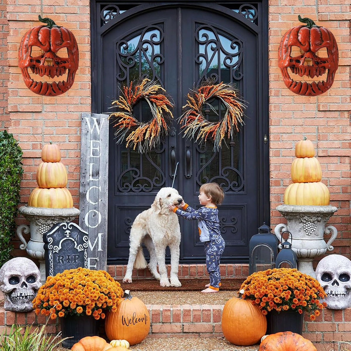 2 Pack Halloween Porch Light Covers, Halloween Decorations Outdoor Skeleton P...