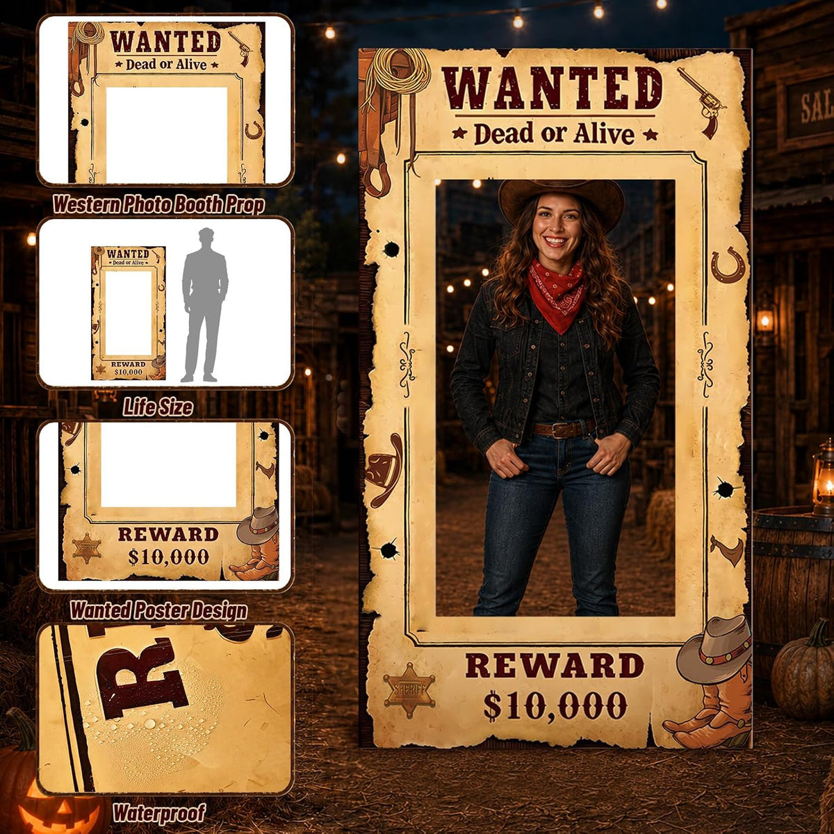 6 Ft Wanted Poster Photo Booth Prop Stand up Western Party Cutout