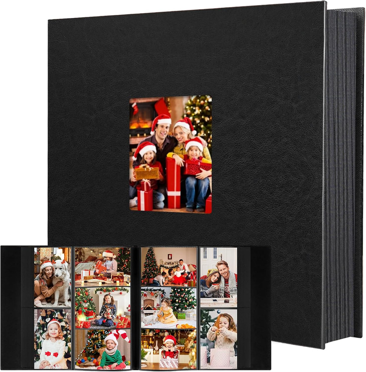 Aevdor Large Capacity 4x6 Photo Album, 1000 Photos, Leather Cover, Black