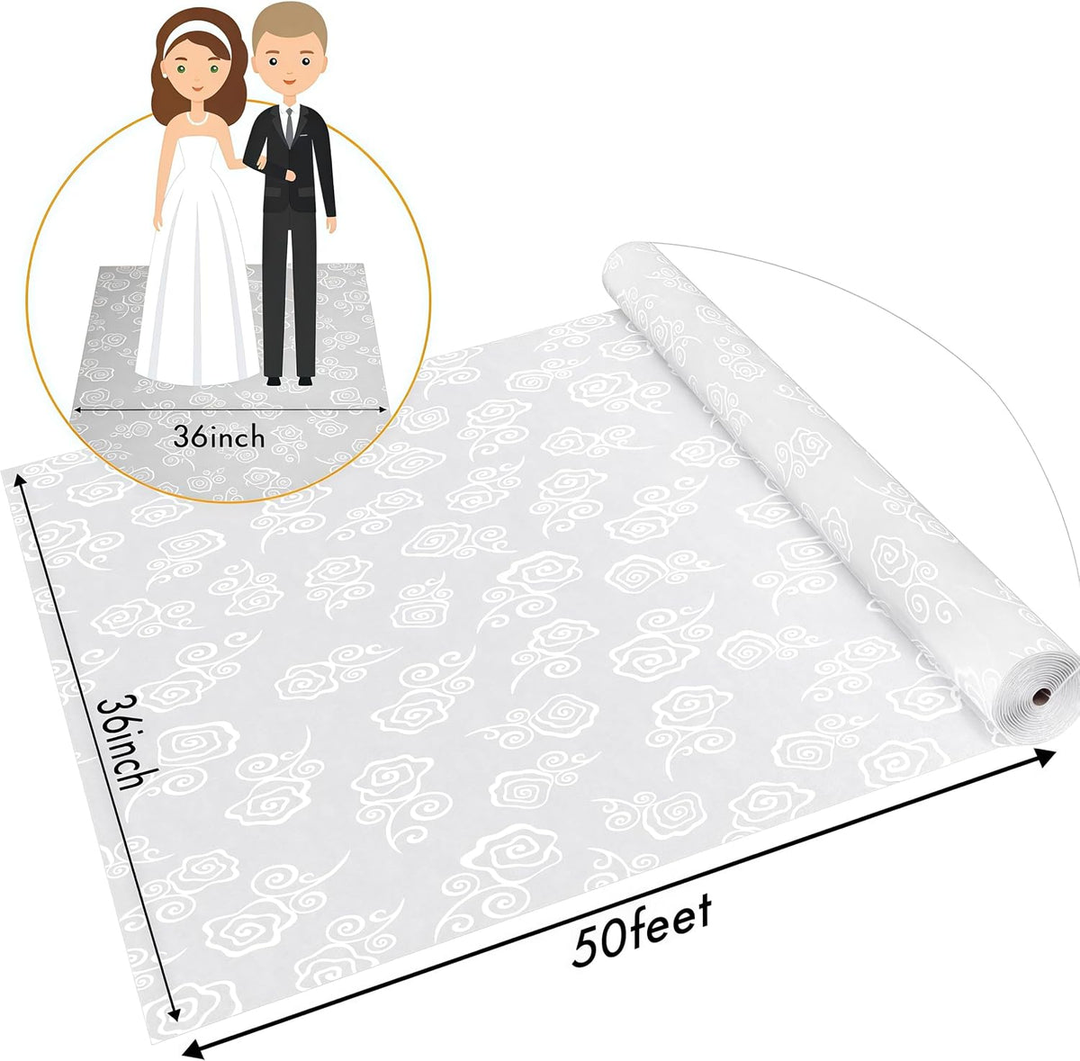 Aisle Runner for Wedding Ceremony, Rose, 3x50 Feet