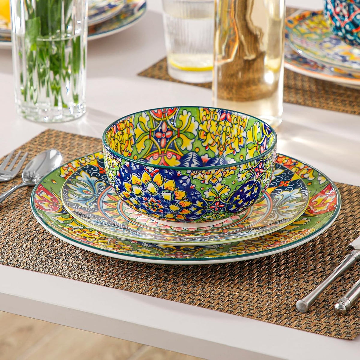 vancasso SIMI 28 oz Cereal Bowls Set of 6, Bohemian Ceramic Soup Bowls