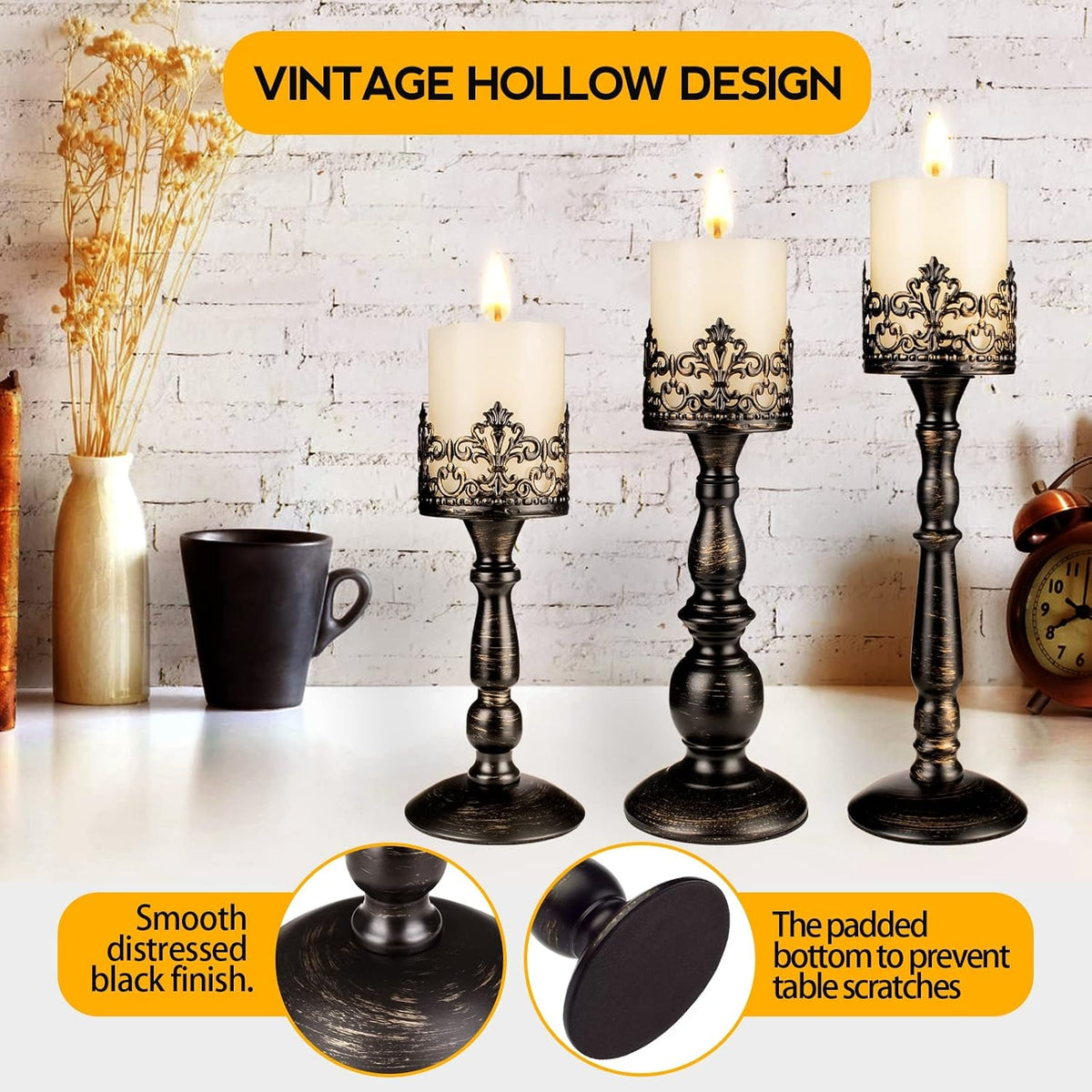 Vintage Candle Holder for Table Centerpiece Gothic Candle Stand Set