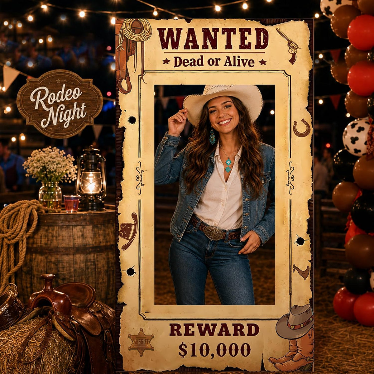 6 Ft Wanted Poster Photo Booth Prop Stand up Western Party Cutout