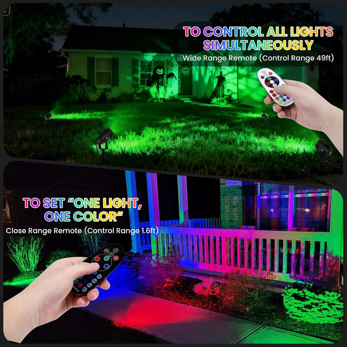 Halloween Spotlights Outdoor: RGBW LED Spot Light Plug in 120V Remote Control...