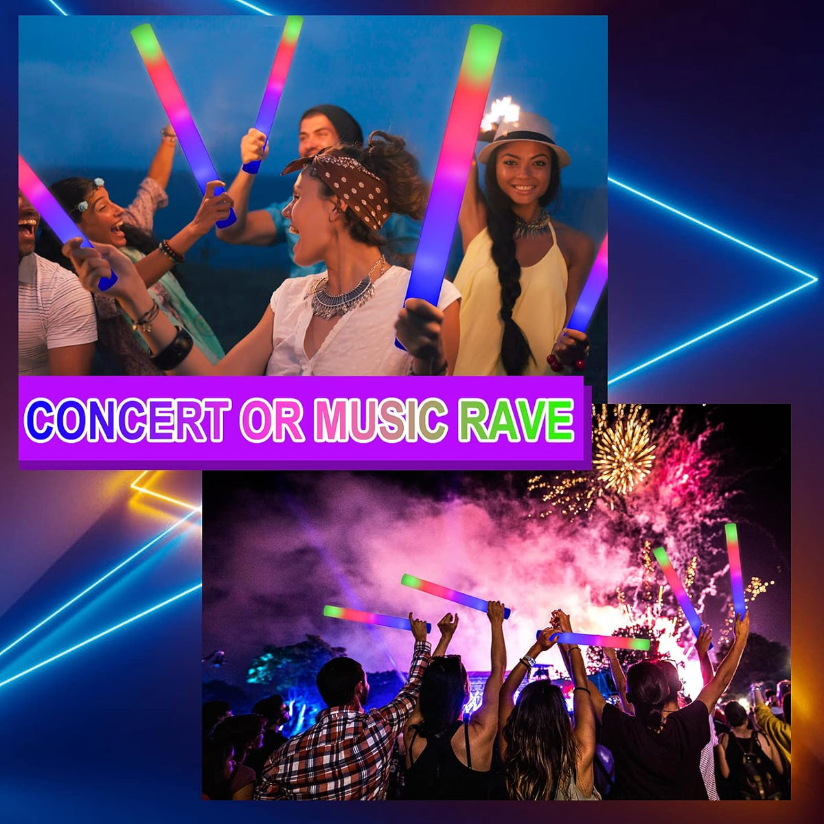 Taotuo 110PCS Foam Glow Sticks,Glow in The Dark Party Supplies Three Flashing...