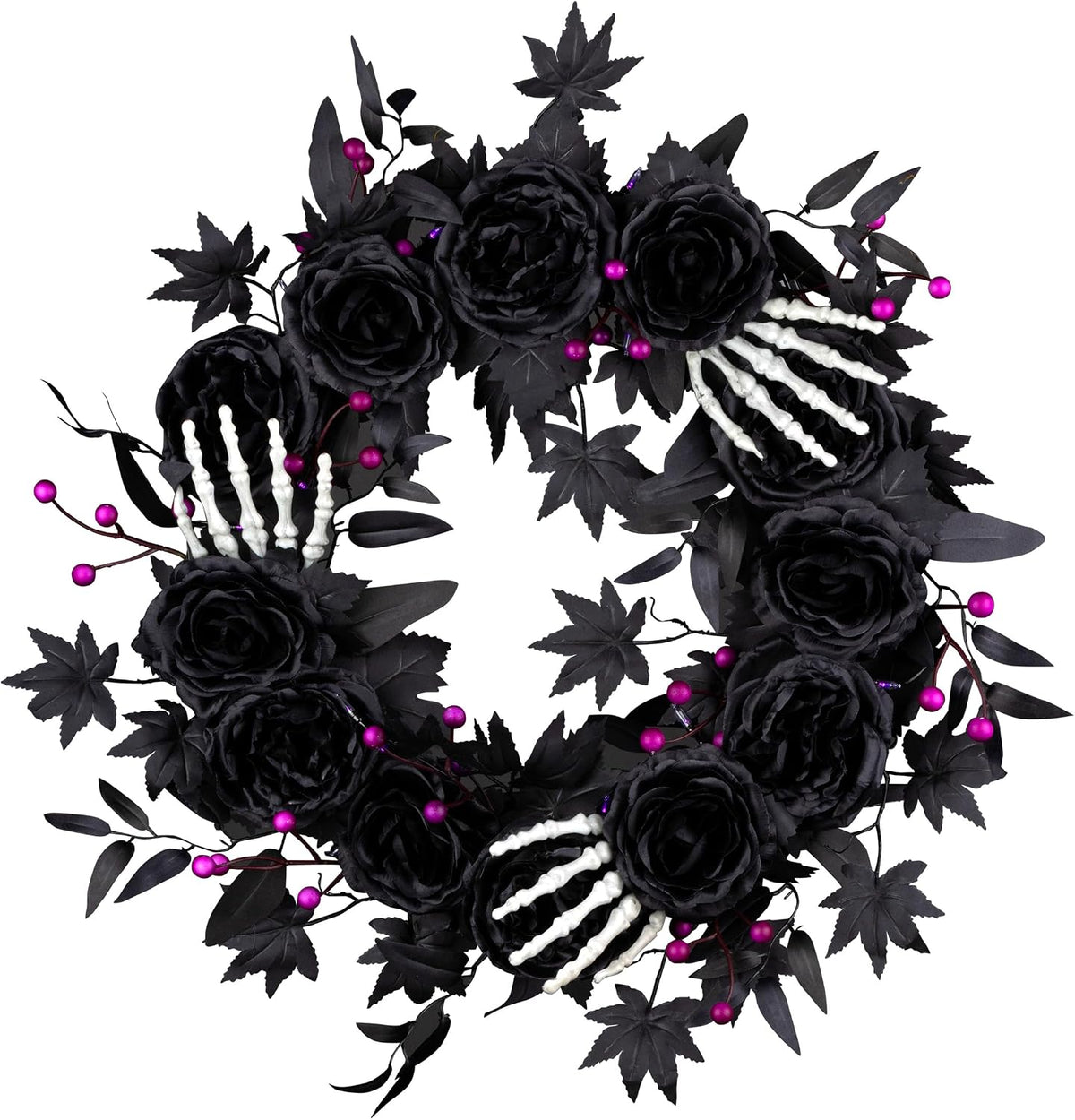 National Tree Company, 24inch Artificial Bad to The Bone Halloween Wreath, 30...