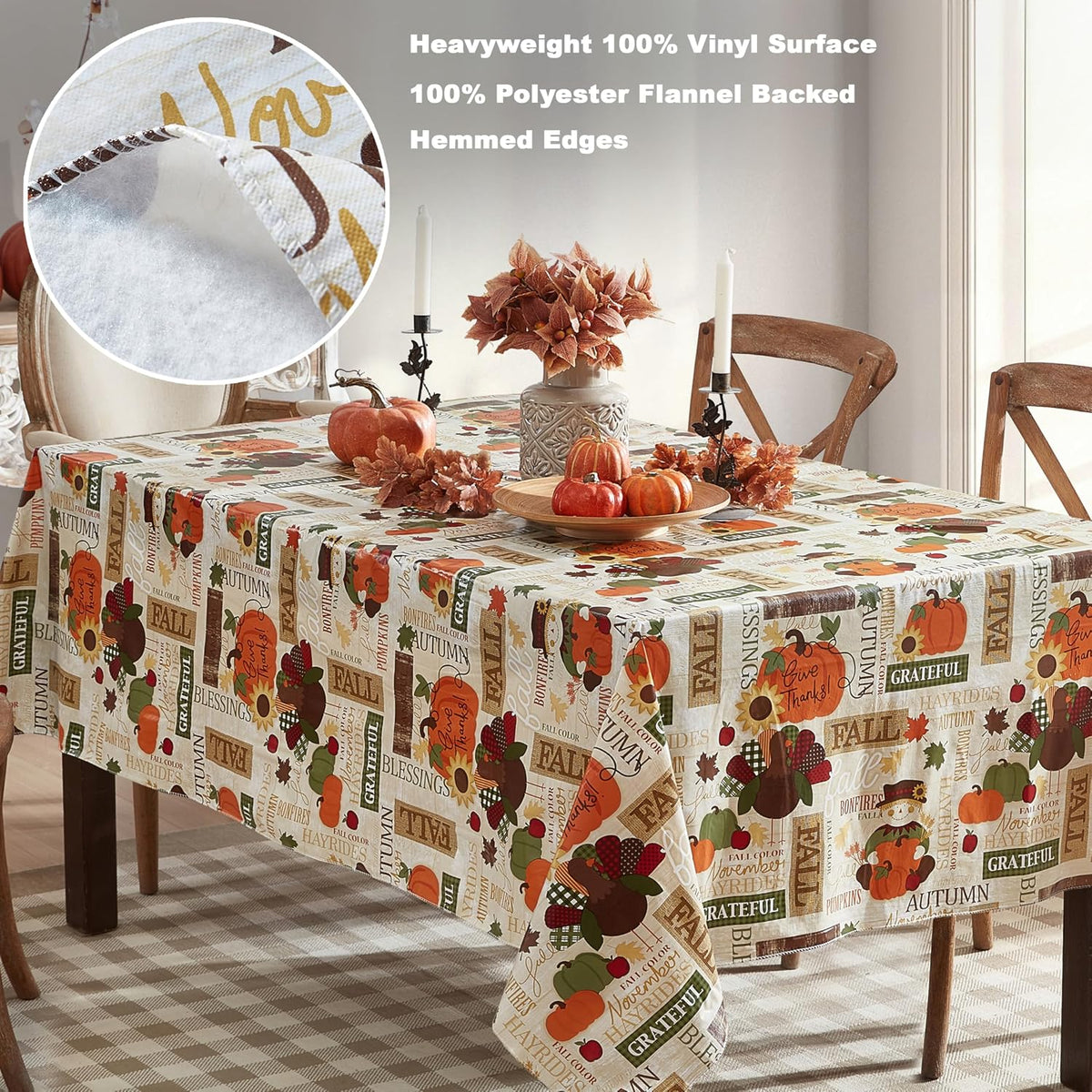 Newbridge Thanksgiving Fall Hayride 60x102 Inch Rectangle Vinyl Tablecloth