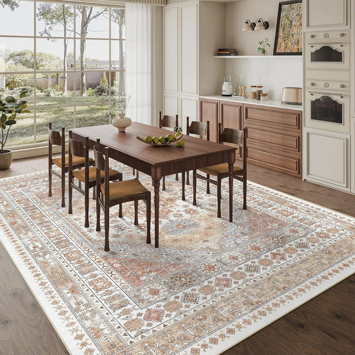 zesthome 8x10 Area Rugs for Living Room,Large Washable Rug,Orange