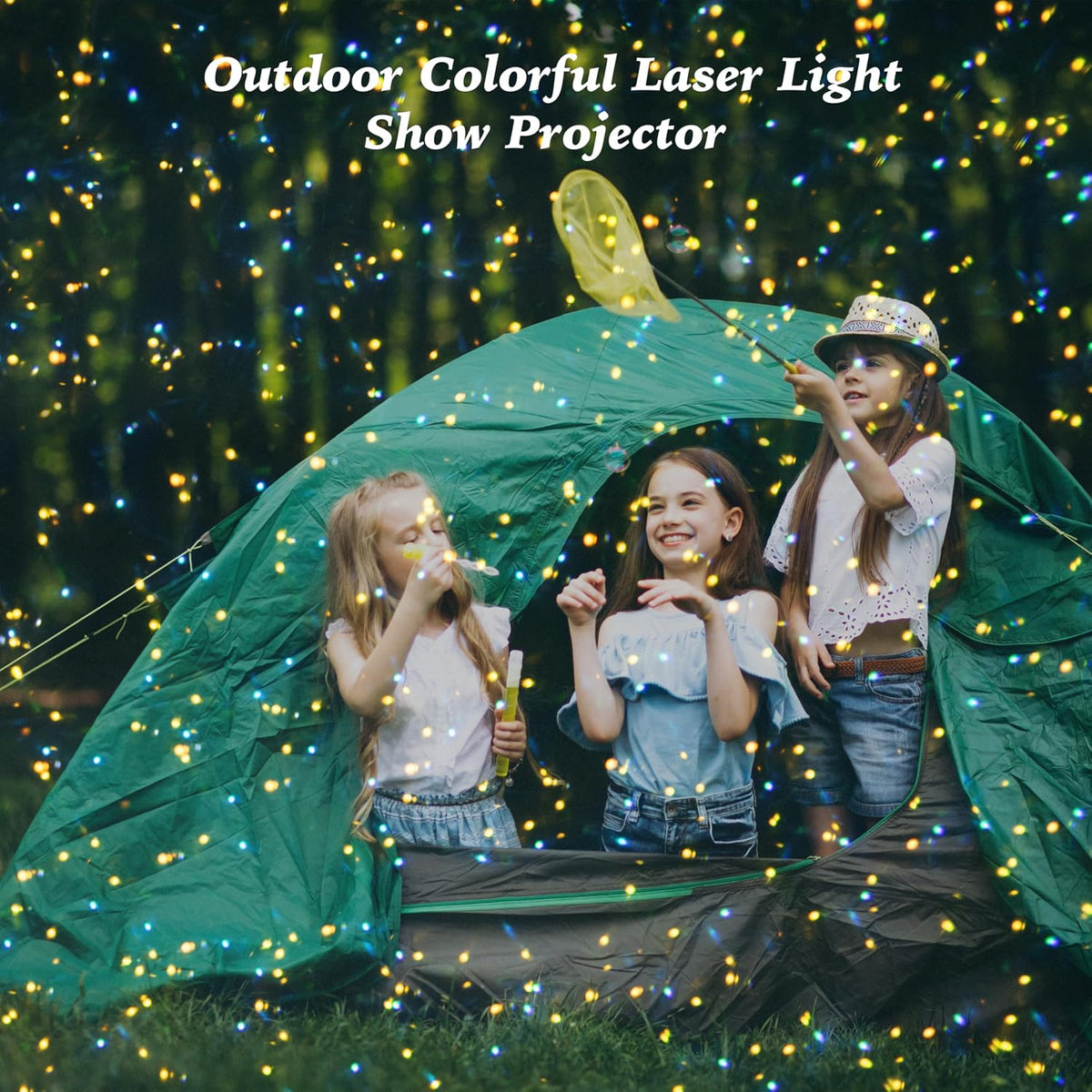 AIRIVO Outdoor Laser Lights Projector, 5 Color Motion Firefly Lights Star Sho...