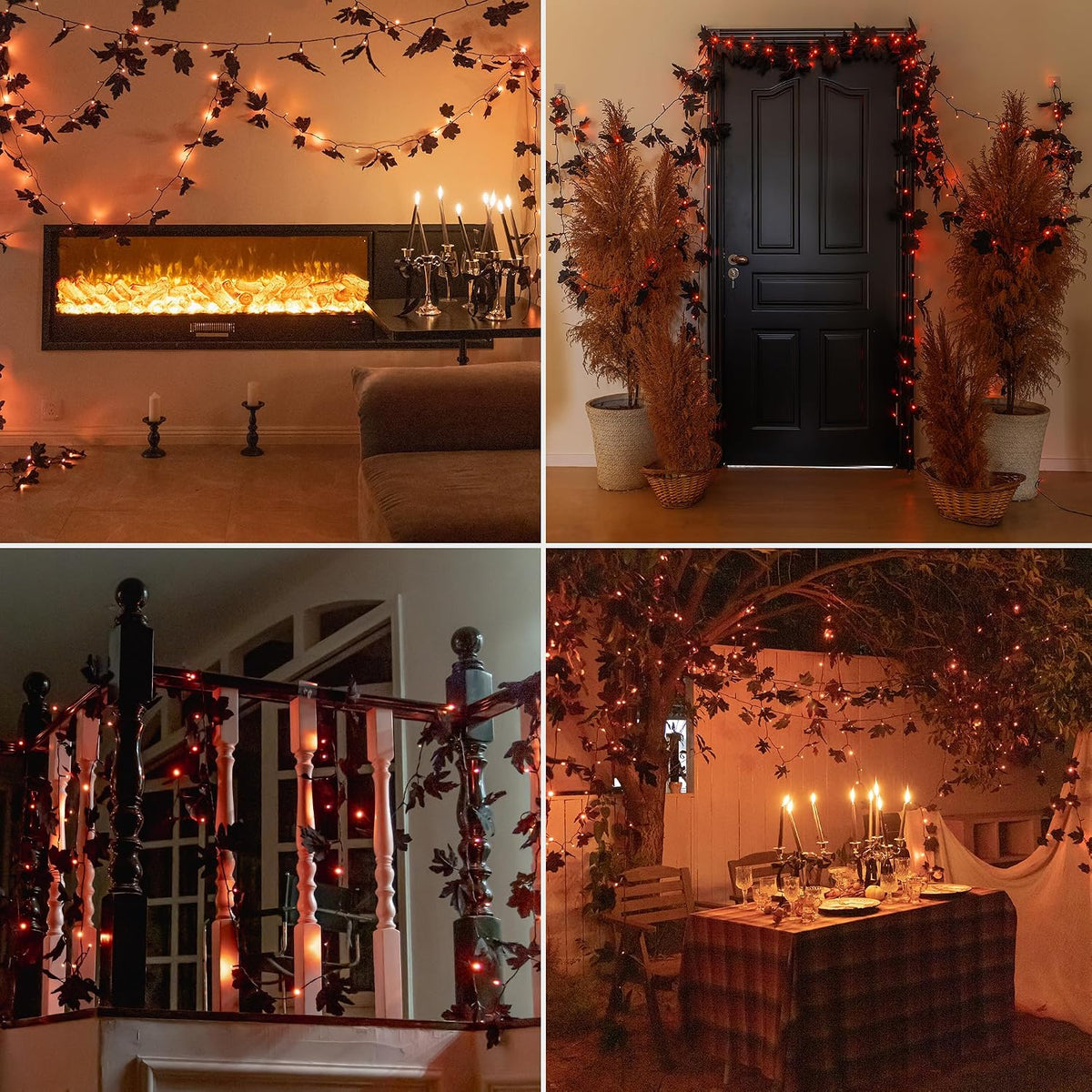 66ft Handmade 200 LED Halloween Garland,Artificial Maple Leaves String Lights...