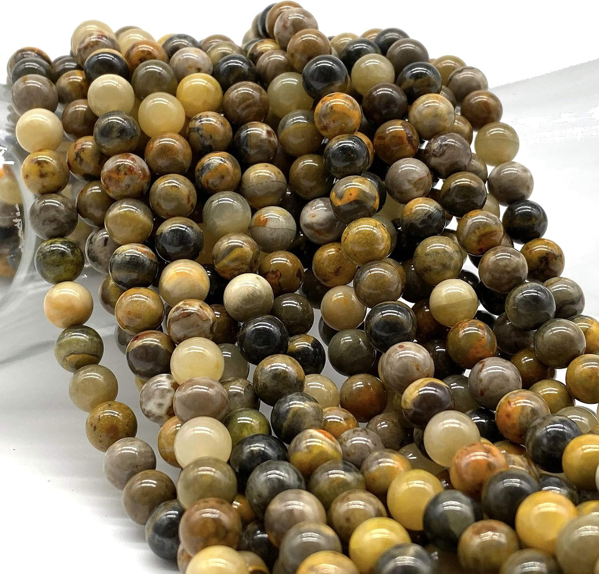 ABCGEMS Bumble Bee Jasper Beads Indonesia Smooth Round 10mm