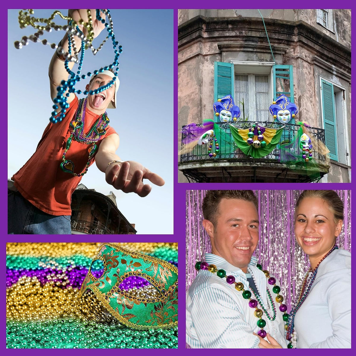 4E's Novelty Mardi Gras Beads Bulk (500 Pieces) Assorted Mardi Gras Beads...