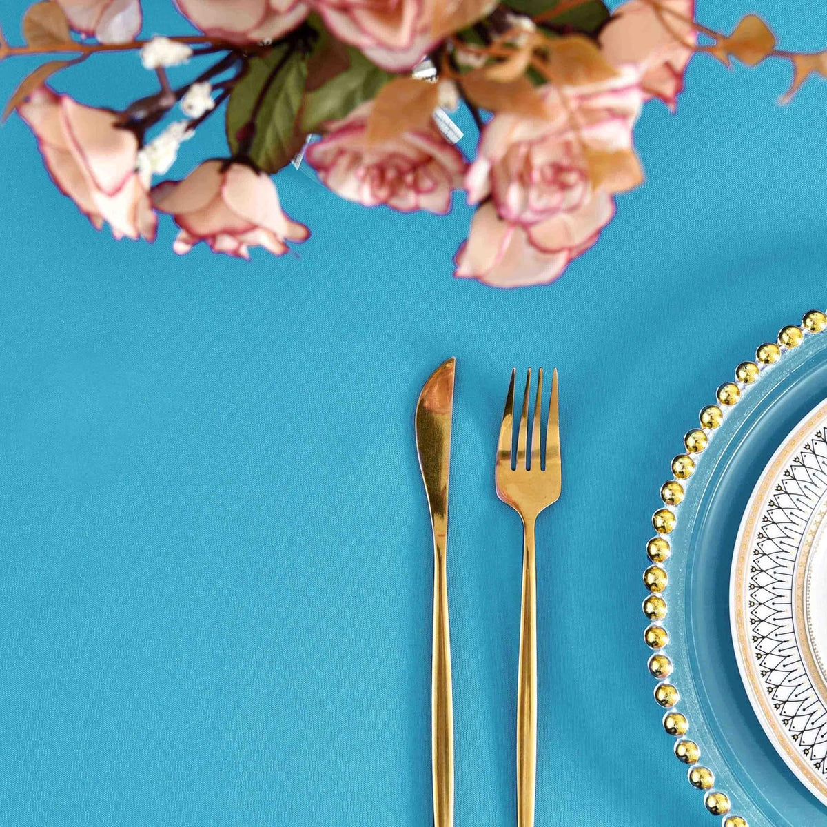 Teal Rectangle Tablecloth Waterproof Table Cloth, 90 x 132 inch