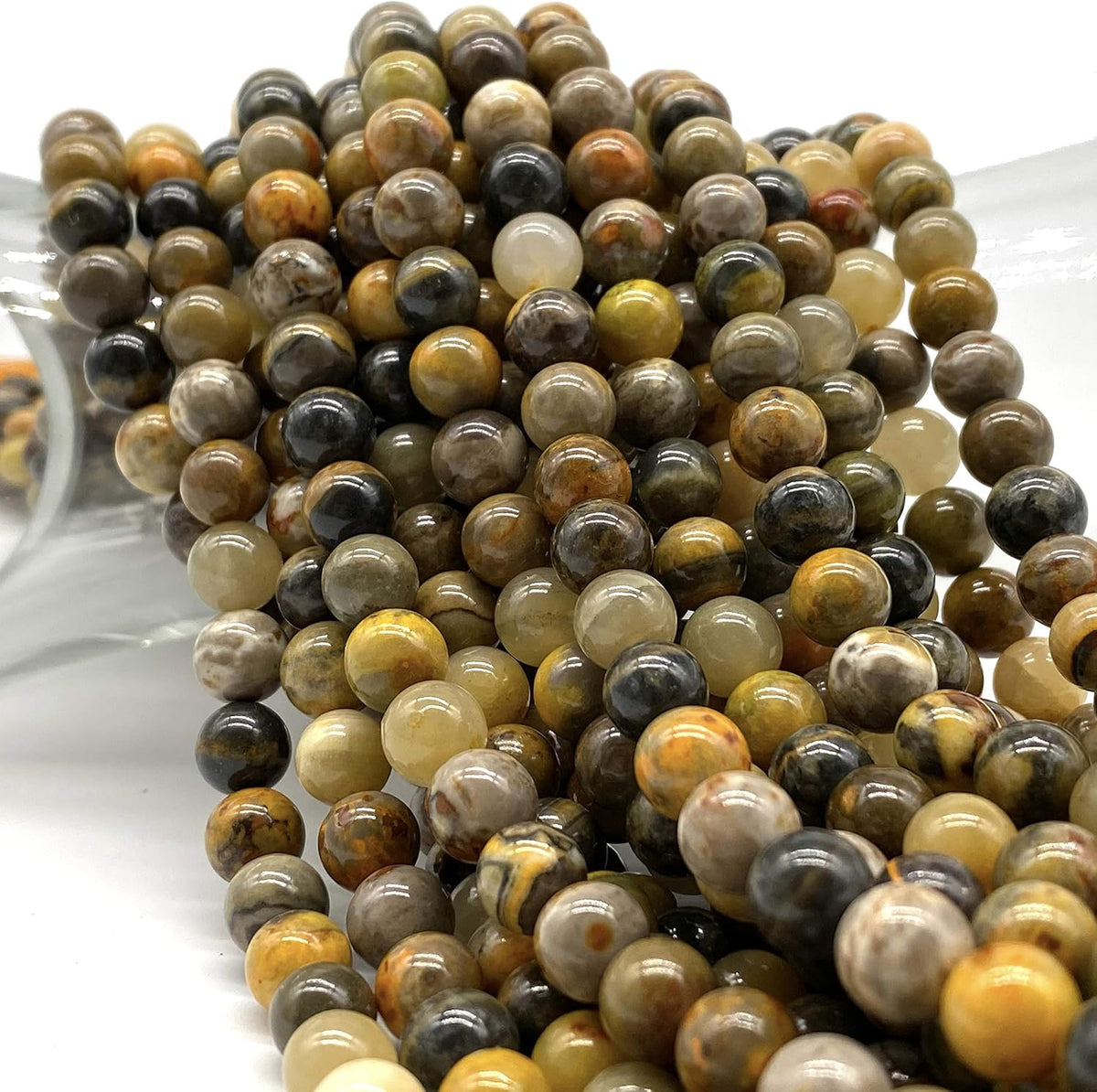 ABCGEMS Bumble Bee Jasper Beads Indonesia Smooth Round 10mm