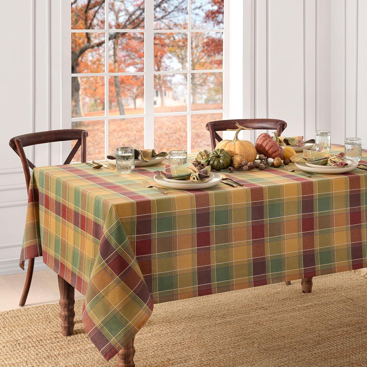 Threadmade Autumn Acres Plaid Tablecloth, Multicolor - 60" W x 120" L