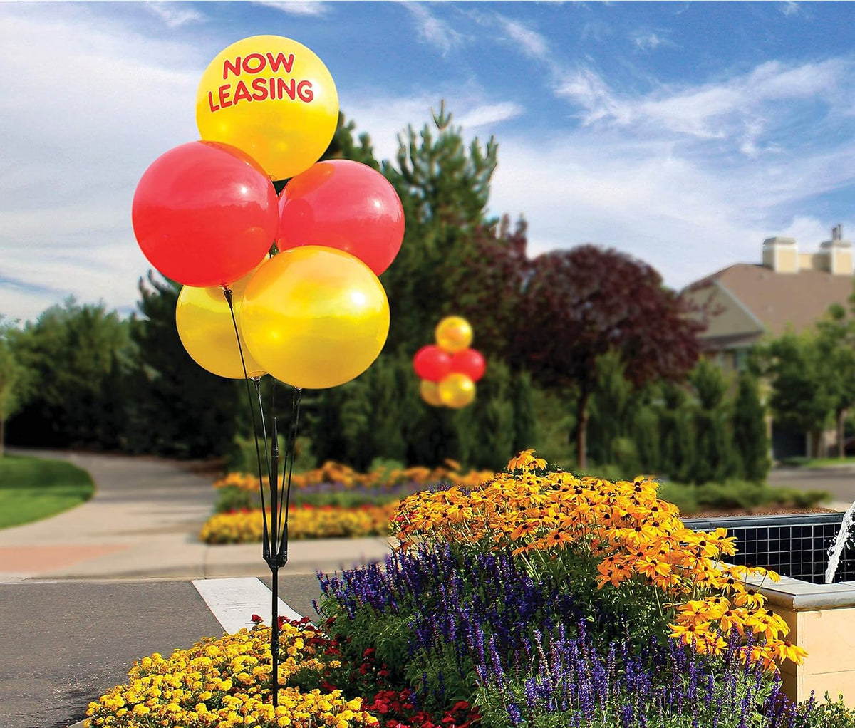 Weatherproof Reusable Balloon Cluster Kit – 5 Outdoor Balloons with Stand | D...