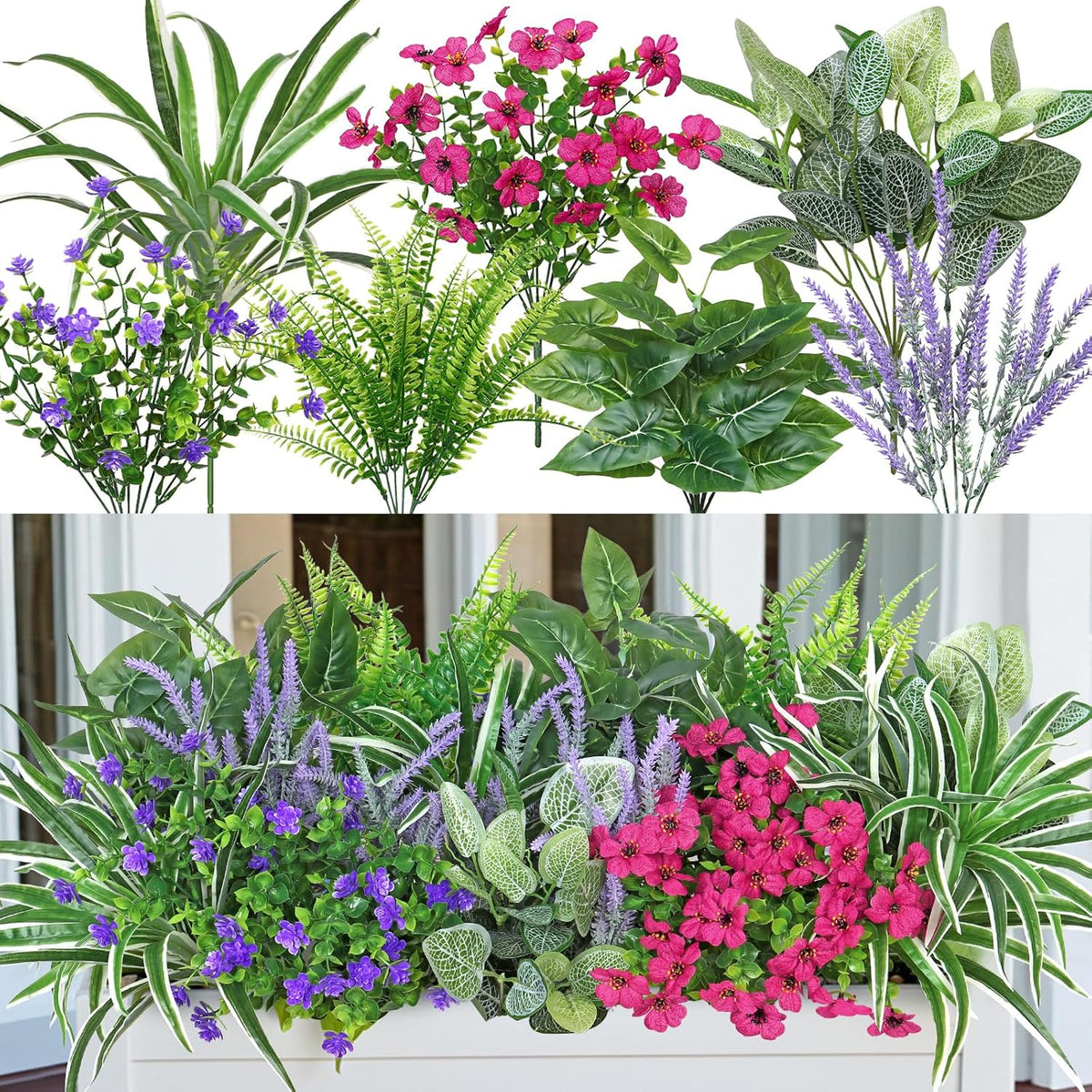 20 Bundles Artificial Plants Outdoor Fake Flowers Faux Greenery Stems