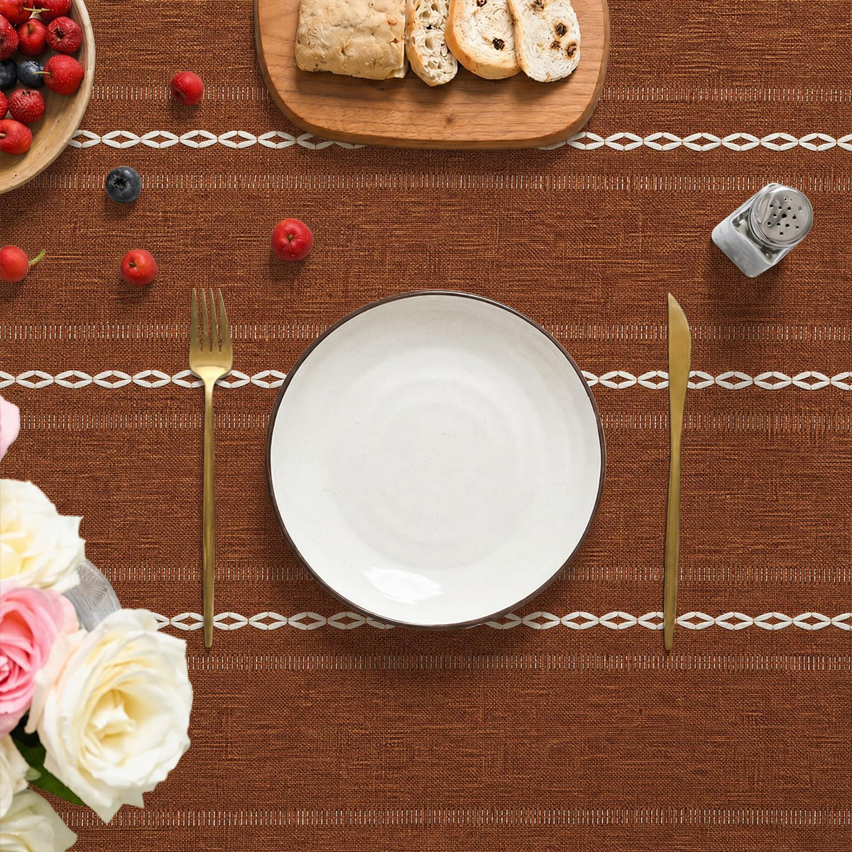 Horaldaily Fall Caramel Rectangular Tablecloth, 60×84 Inch, Rustic Style