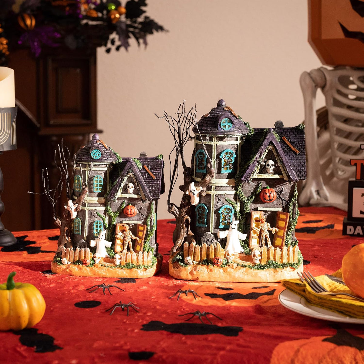 Valery Madelyn Halloween Village for Home Decor, Lighted Halloween Decoration...