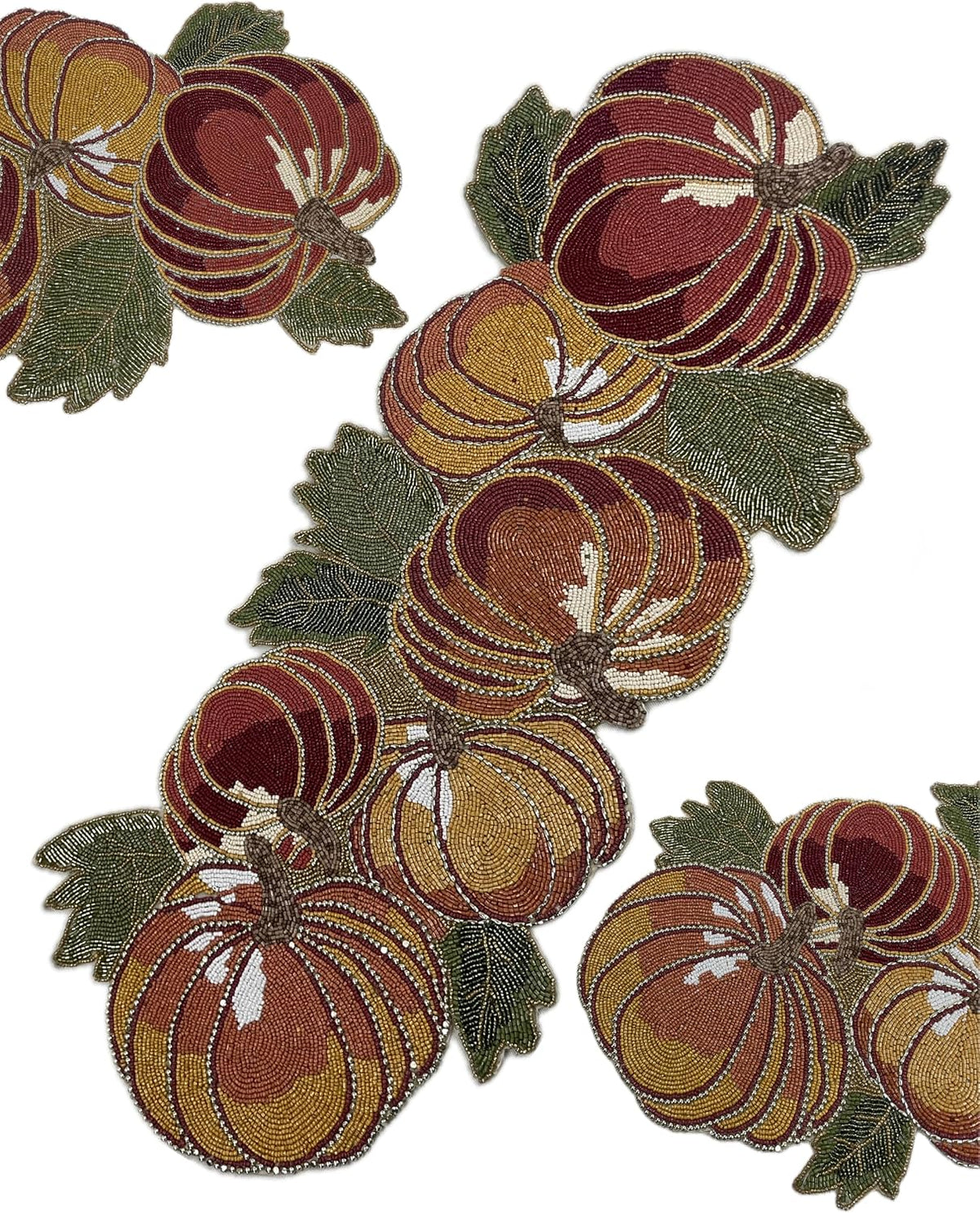 Thanksgiving Pumpkin Beaded Table Runner for Fall - Luxury Thanksgiving Decor...