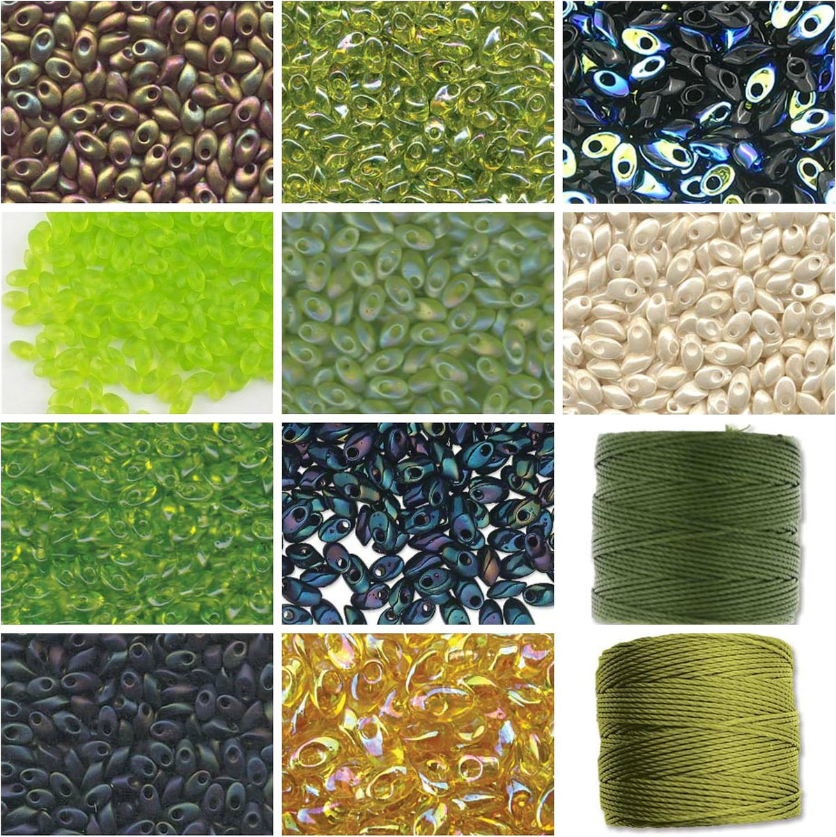 100g Grams Long Magatama Bead Mix, Miyuki. Lime, Chartreuse, Green, Midnight,...