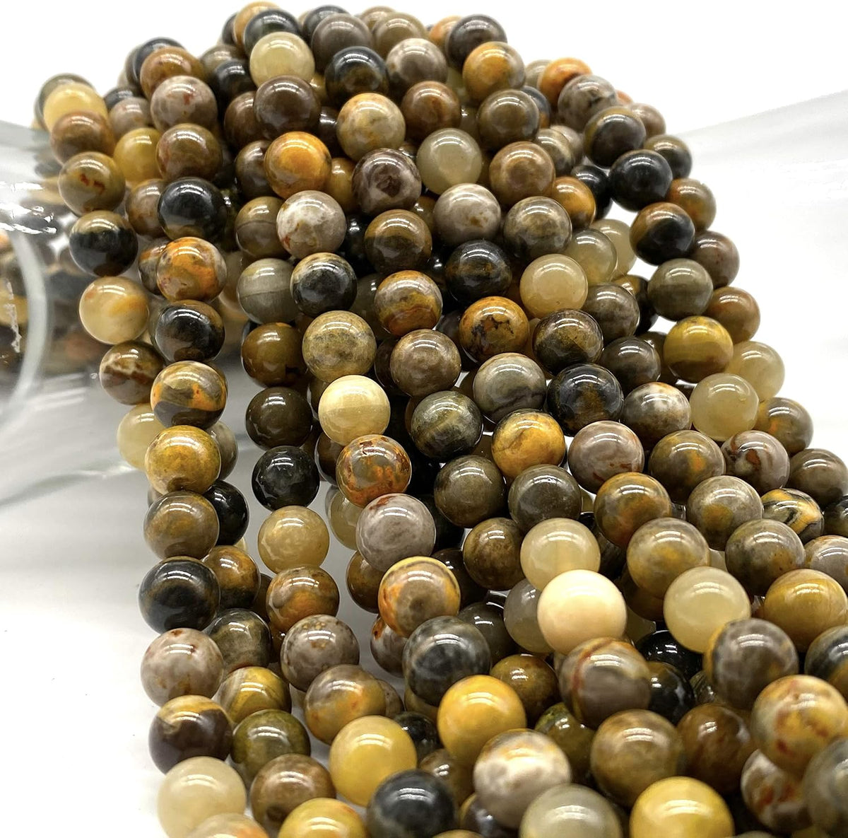 ABCGEMS Bumble Bee Jasper Beads Indonesia Smooth Round 10mm