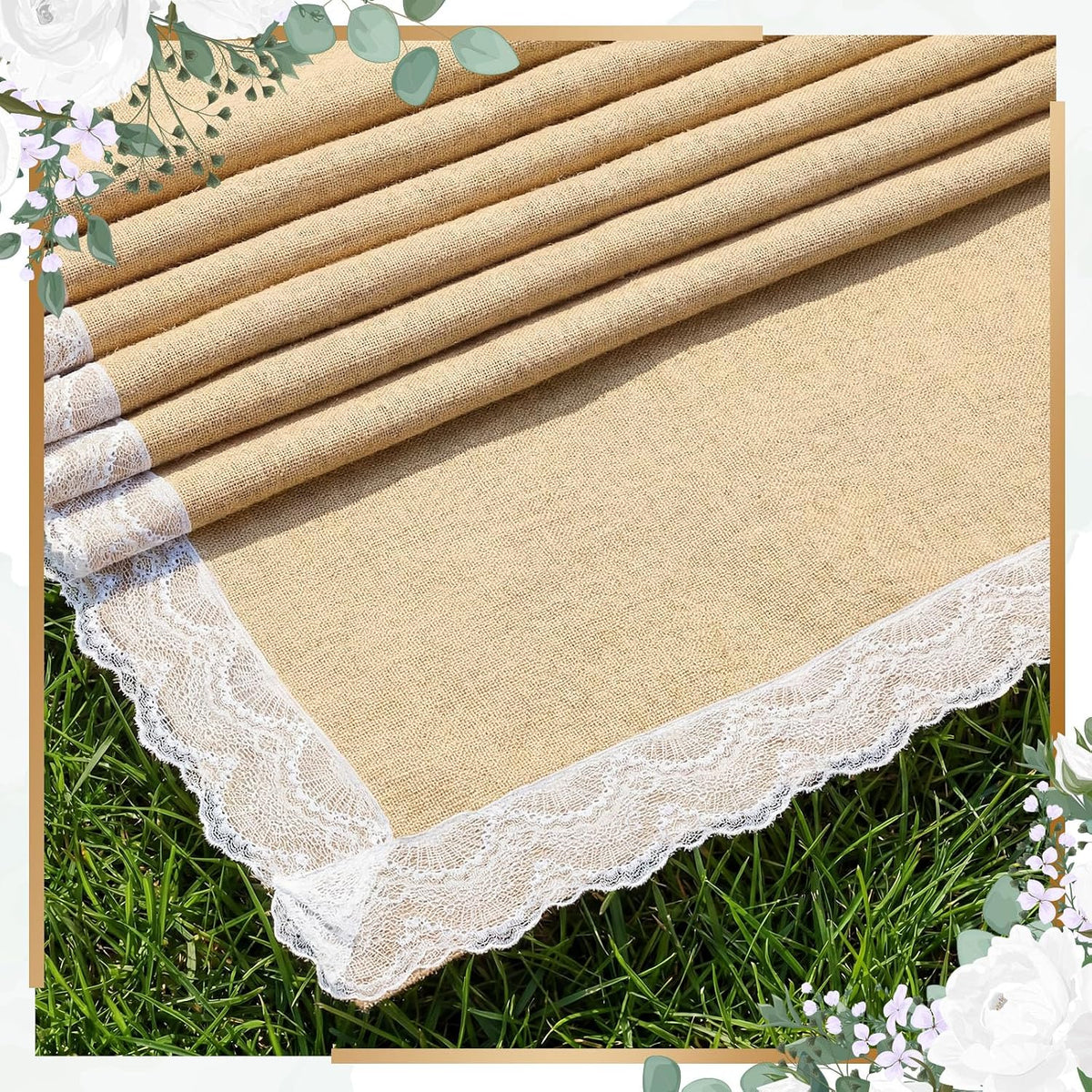 Breling 3.3ft x 23ft Burlap Wedding Aisle Runner Outdoor for Wedding Ceremony...