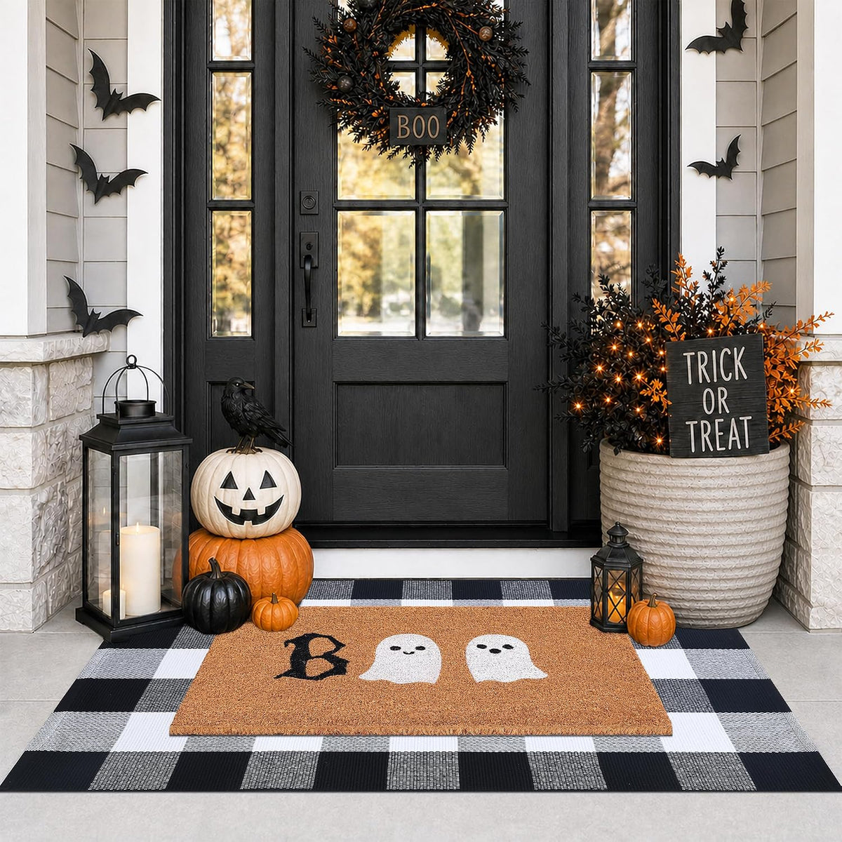 Halloween Door Mat Combo Set, Boo Ghost Coco Coir Welcome Doormat + 28" ...