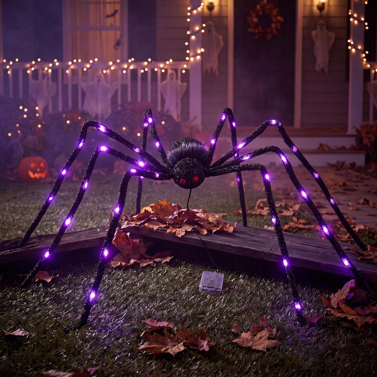 JOYIN Halloween Light Up Large Spider Outdoor Decorations, 5 Ft Giant Spider ...