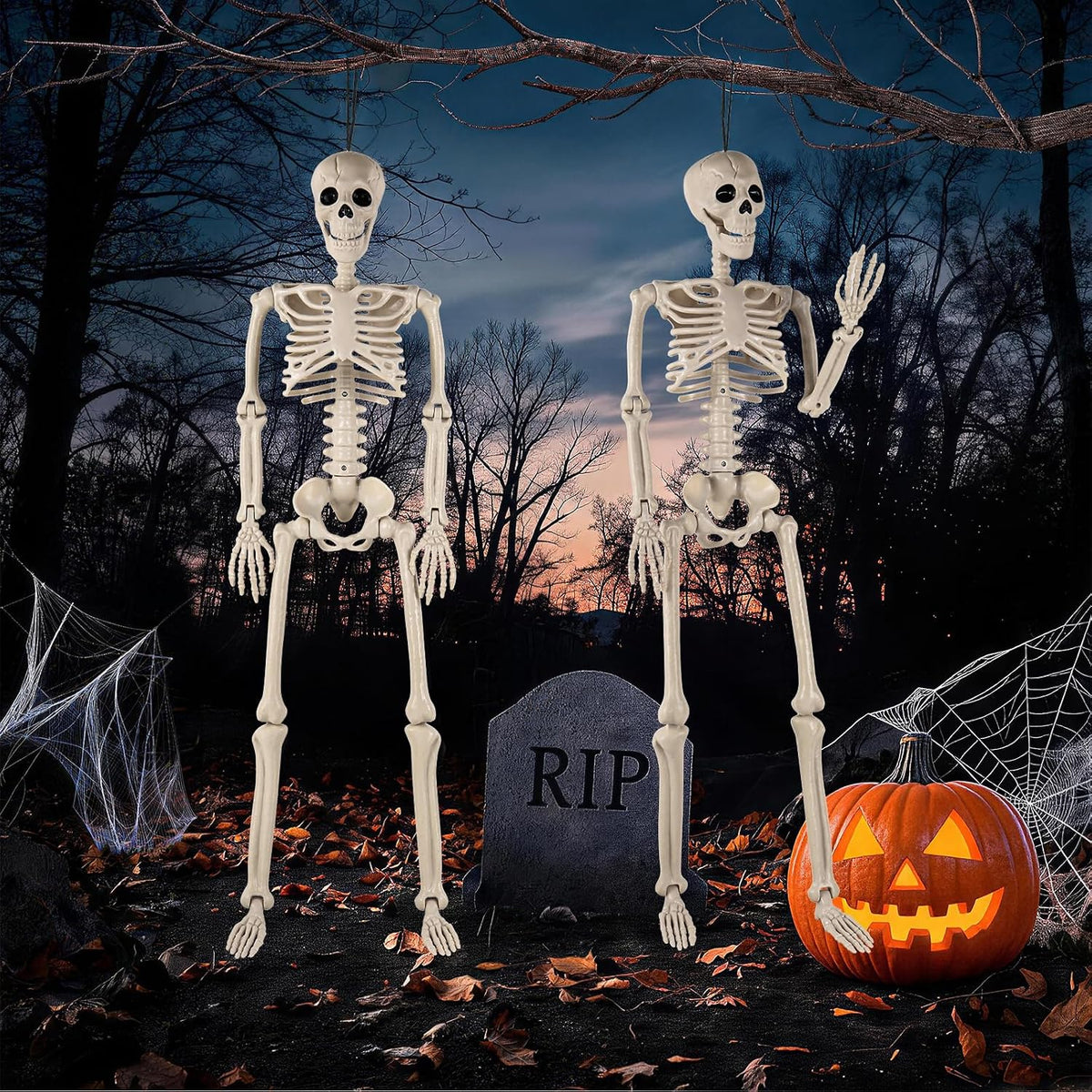 DWTS 2 Pack 36" Skeletons for Halloween - 3 Ft Life Size Human Skeleton ...