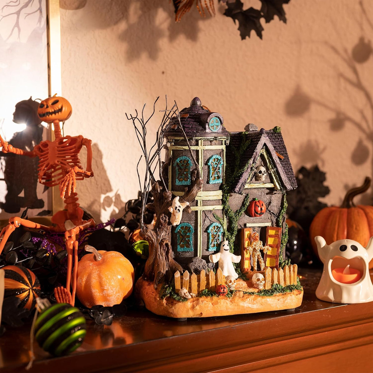 Valery Madelyn Halloween Village for Home Decor, Lighted Halloween Decoration...
