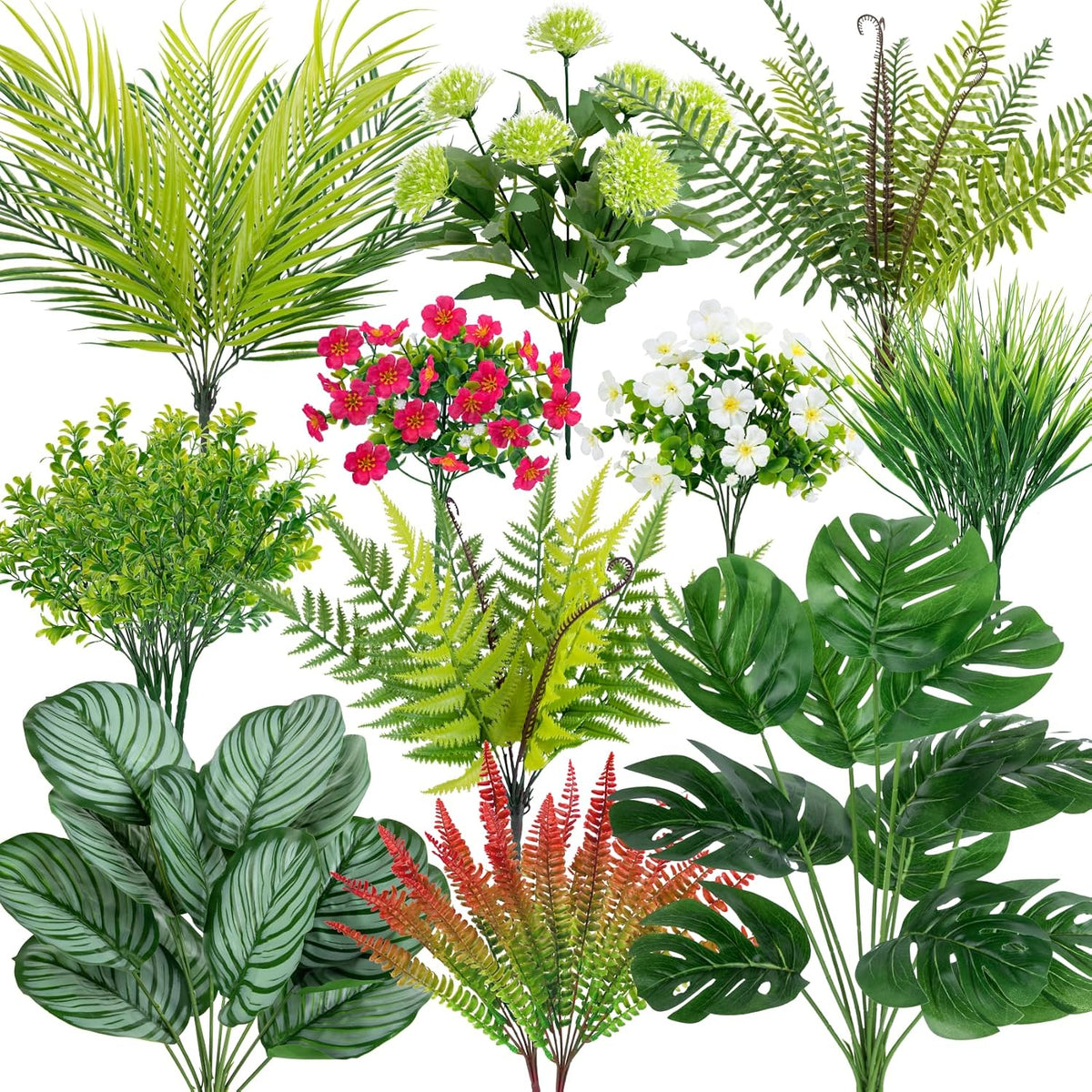 20 Pcs Artificial Plants Outdoor Fake Greenery Stems Plants