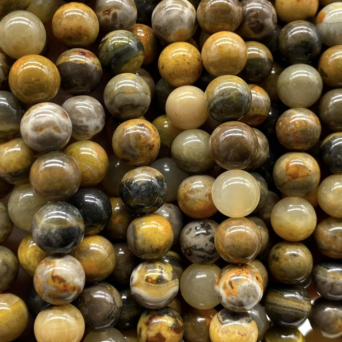 ABCGEMS Bumble Bee Jasper Beads Indonesia Smooth Round 10mm