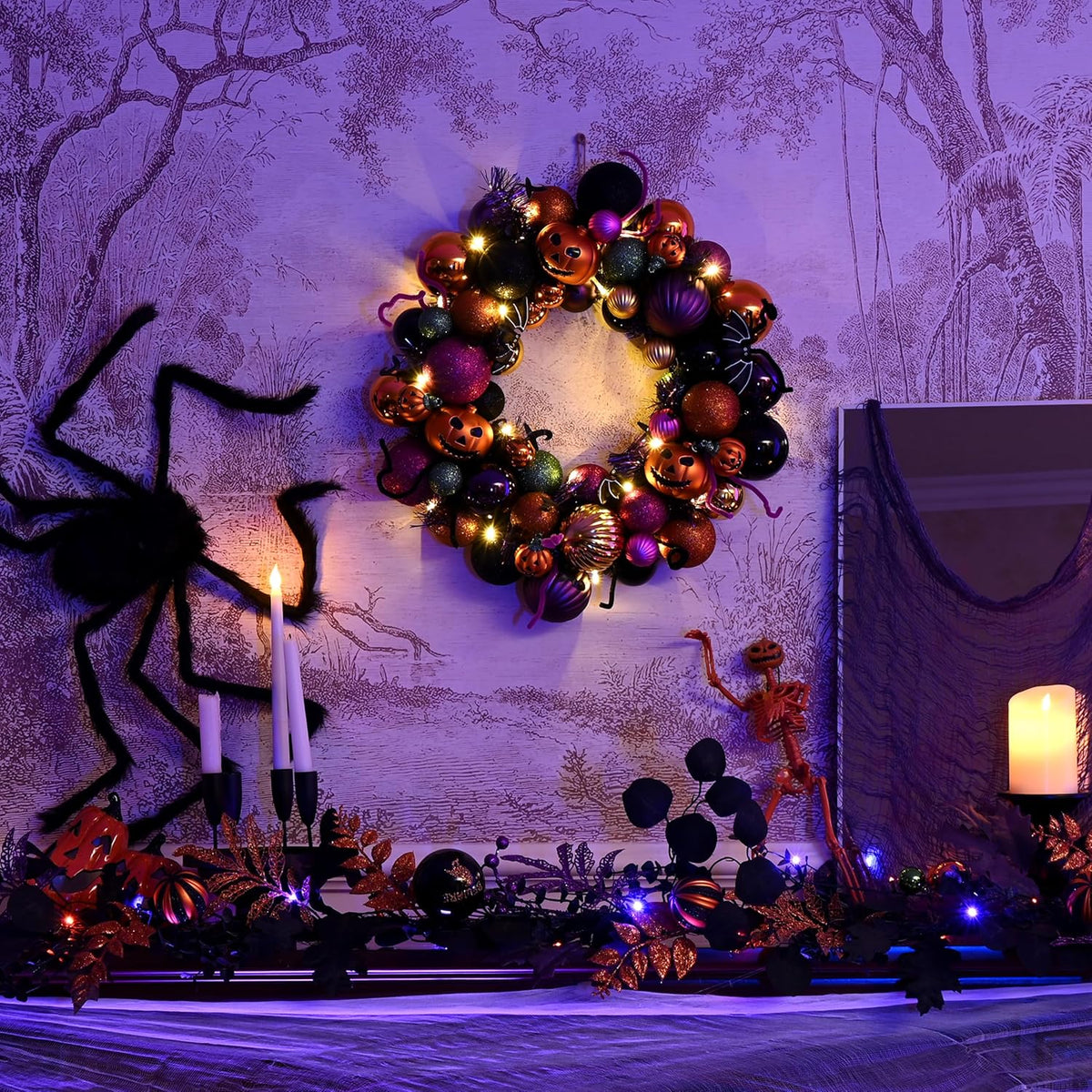 Valery Madelyn Halloween Decorations 20" Pumpkin Wreath for Front Door