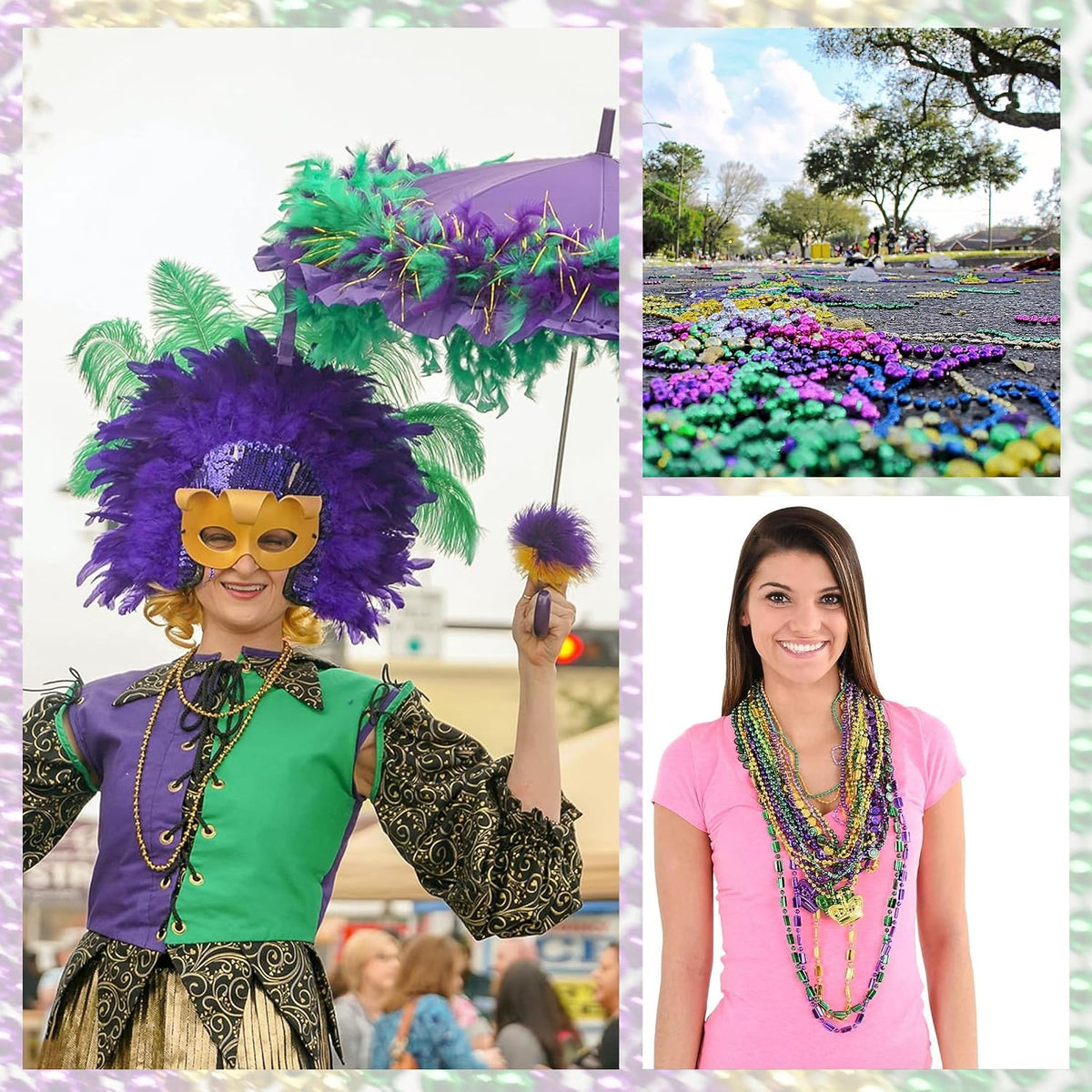 4E's Novelty Mardi Gras Beads Bulk (500 Pieces) Assorted Mardi Gras Beads...