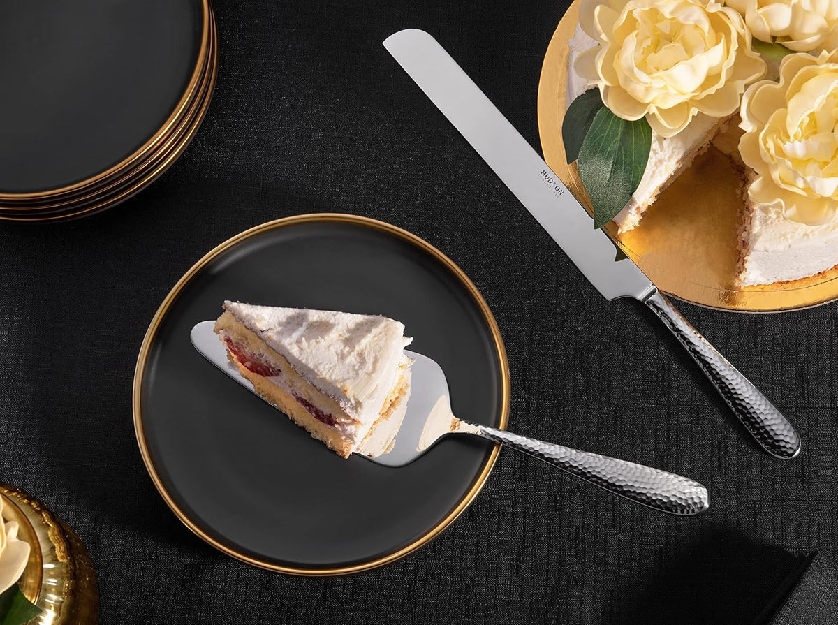 Hudson Essentials Bergamo Hammered 18/10 Stainless Steel Wedding Cake Knife &...
