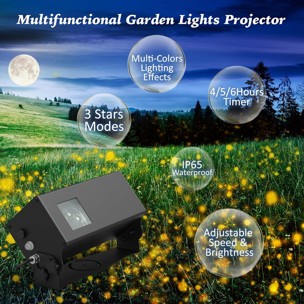 AIRIVO Outdoor Laser Lights Projector, 5 Color Motion Firefly Lights Star Sho...