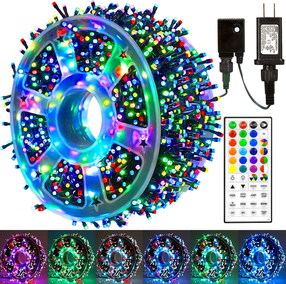 164 FT 500 LED Halloween Lights Outdoor , Waterproof RGB String Lights with R...
