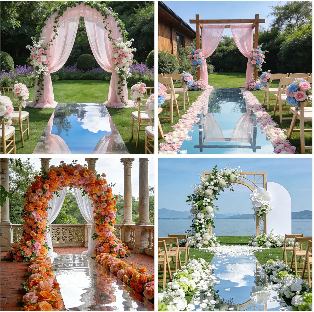 3.3x32.8ft Mirror Rug Aisle Runner for Wedding,Double Sided Bright Reflective...