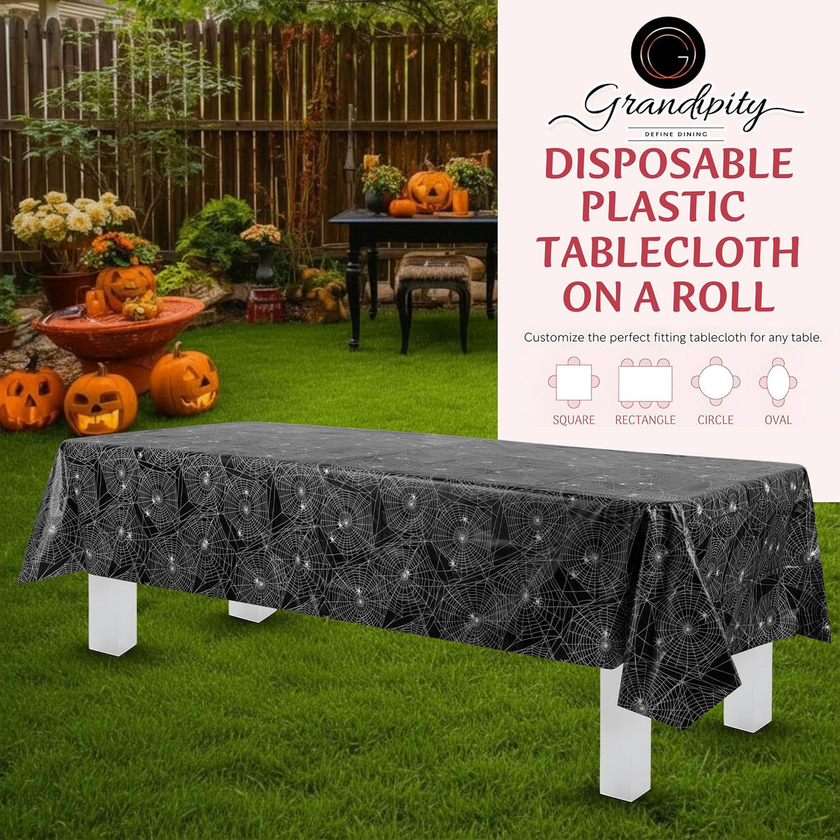Grandipity Plastic Table Cloth Roll - 54in x 300 Ft. Table Cover