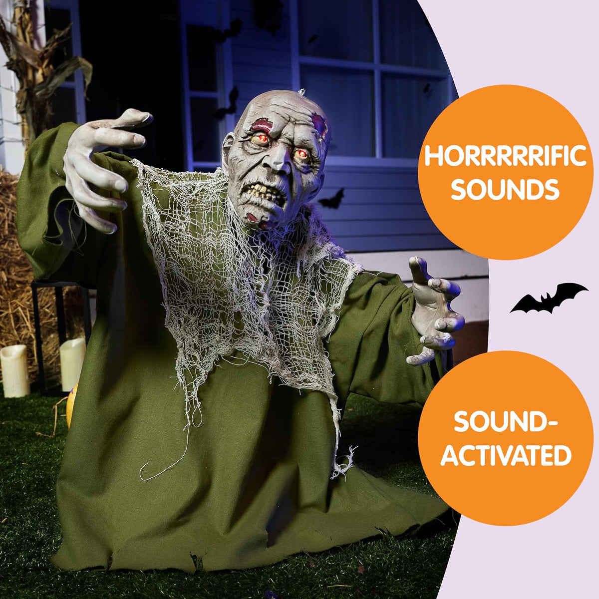 JOYIN Halloween Animated Zombie Groundbreaker Outdoor Decor with Light Up Eye...