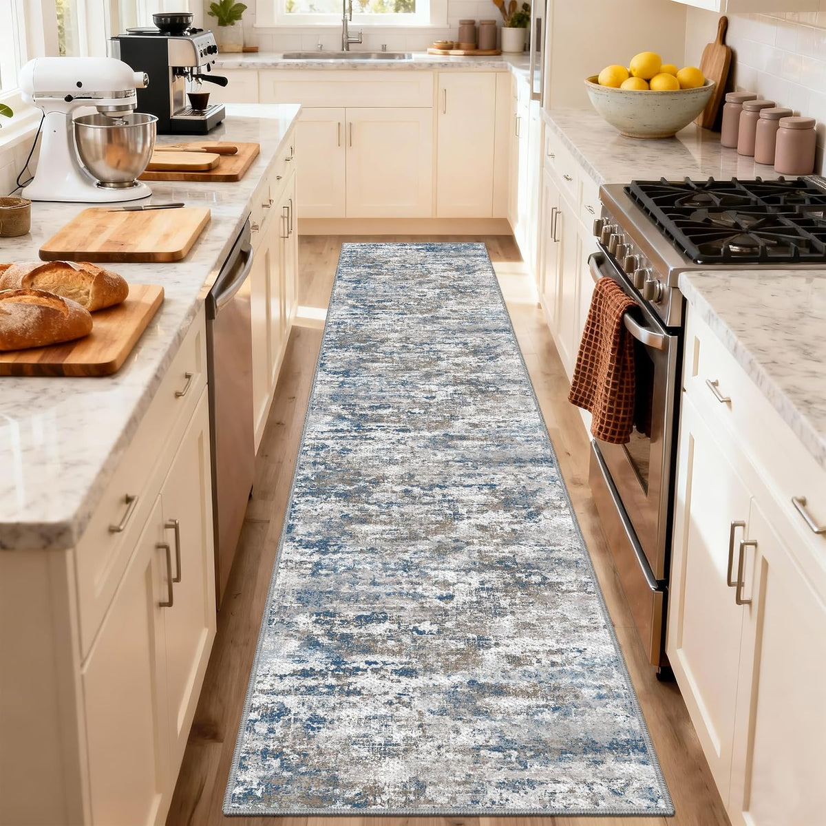 Hallway Runner Rug 2x10 Textured Non Slip Carpet Runner, Abstract Multi