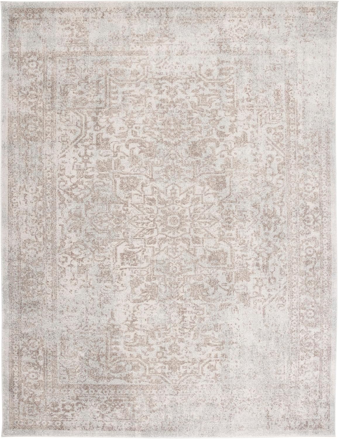 SAFAVIEH Evoke Area Rug 8x10 Large, Ivory & Taupe EVK256E
